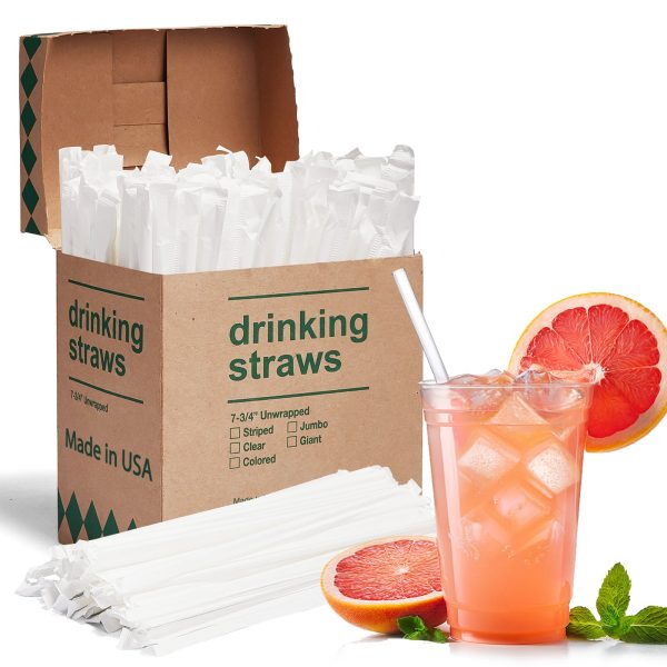 7.75X0.24 Individually Wrapped Clear Plastic Straws